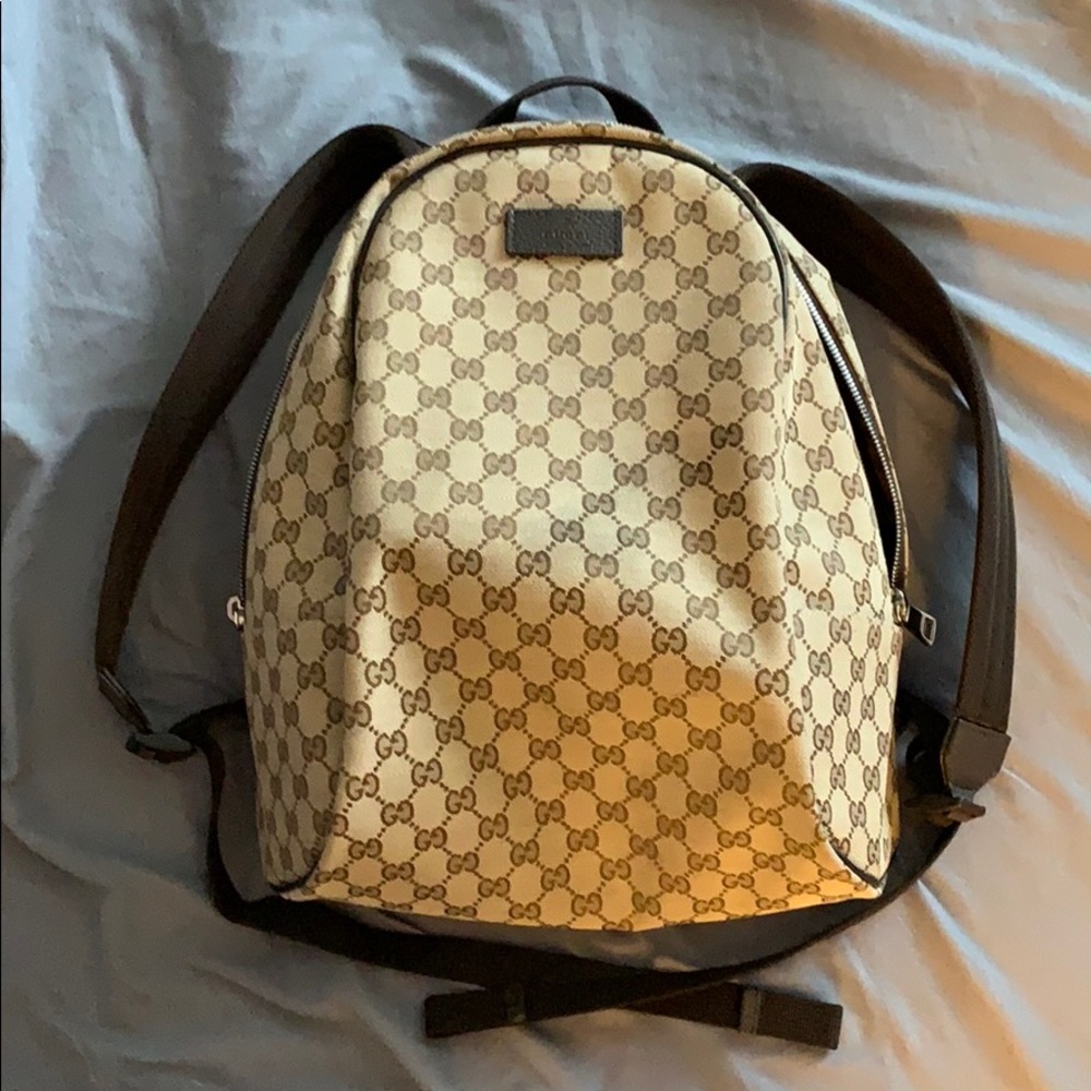 Gucci Monogram Supreme Brown Fabric Backpack
